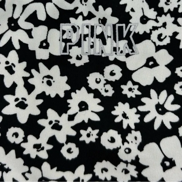 Black and White Floral Crop Top and Bike Short Set - Picture 6 of 8